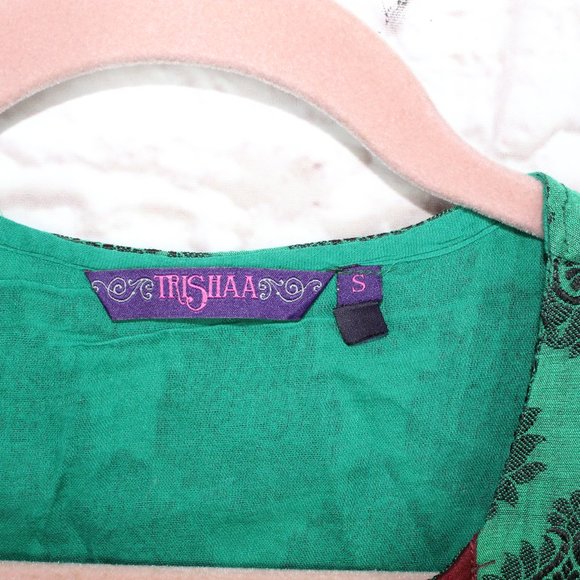 Trishaa Green Embroidered Indian Ethnic Kurta Tunic Dress Size S - Picture 4 of 8